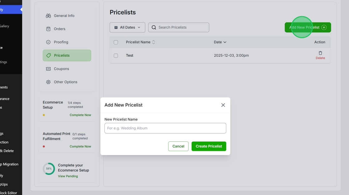 Add new pricelist | Imagely