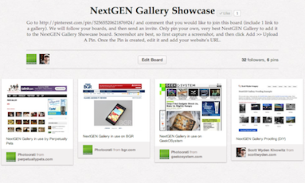 Share Your NextGEN Gallery On Pinterest