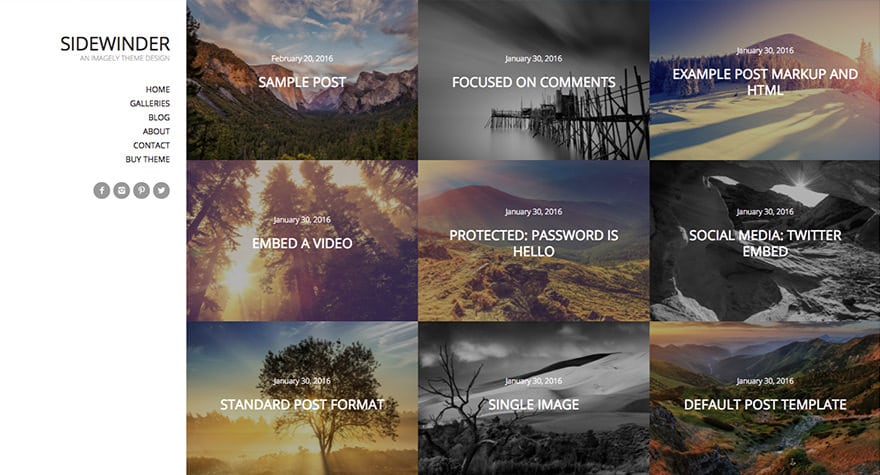 Sidewinder WordPress Photography Theme