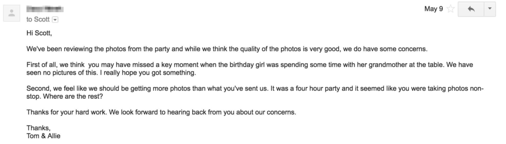 What To Do When A Client Doesn't Like Your Pictures
