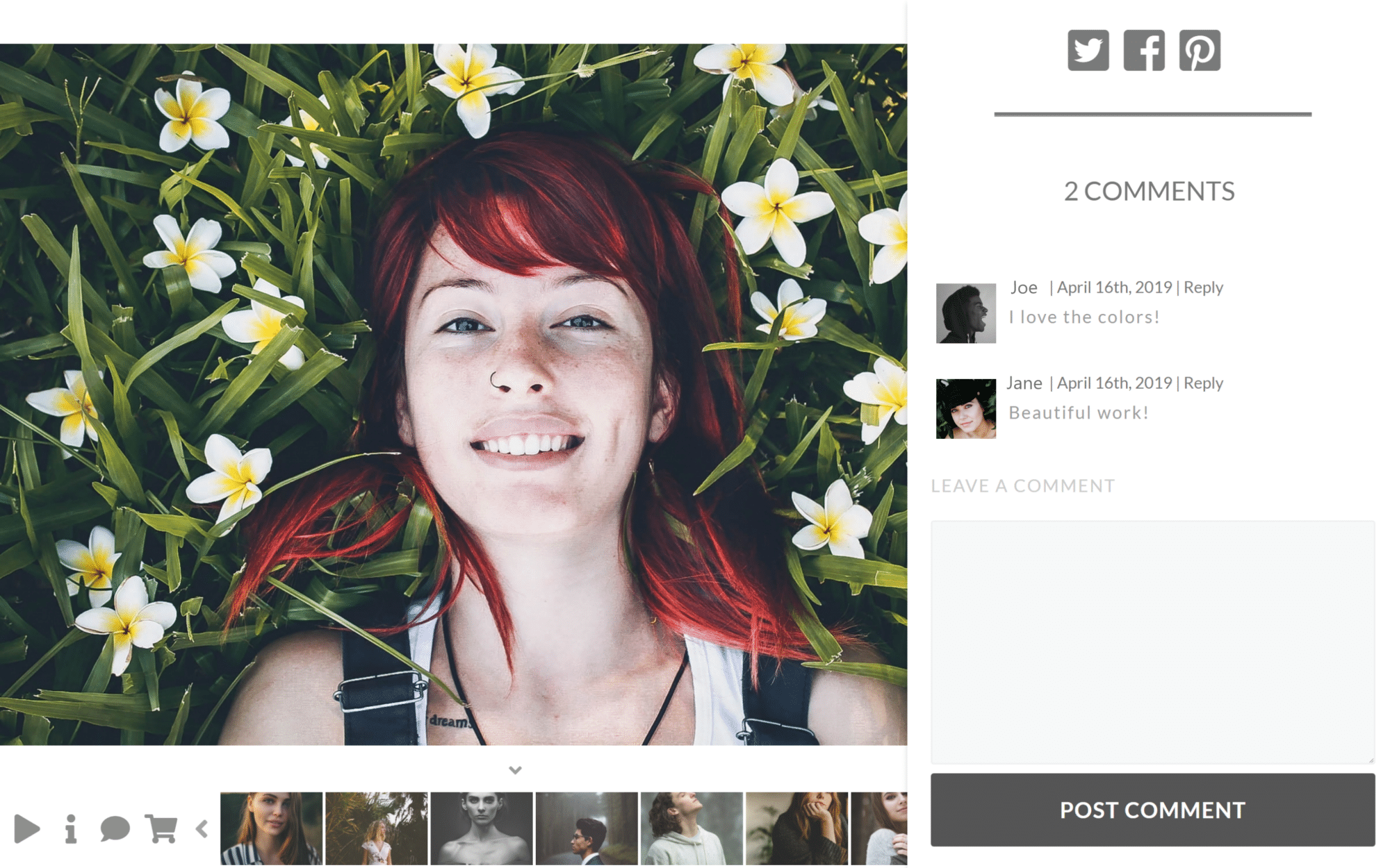 ProLightboxComments | Imagely Lightbox Effect Screenshot, a photo of a girl smiling.