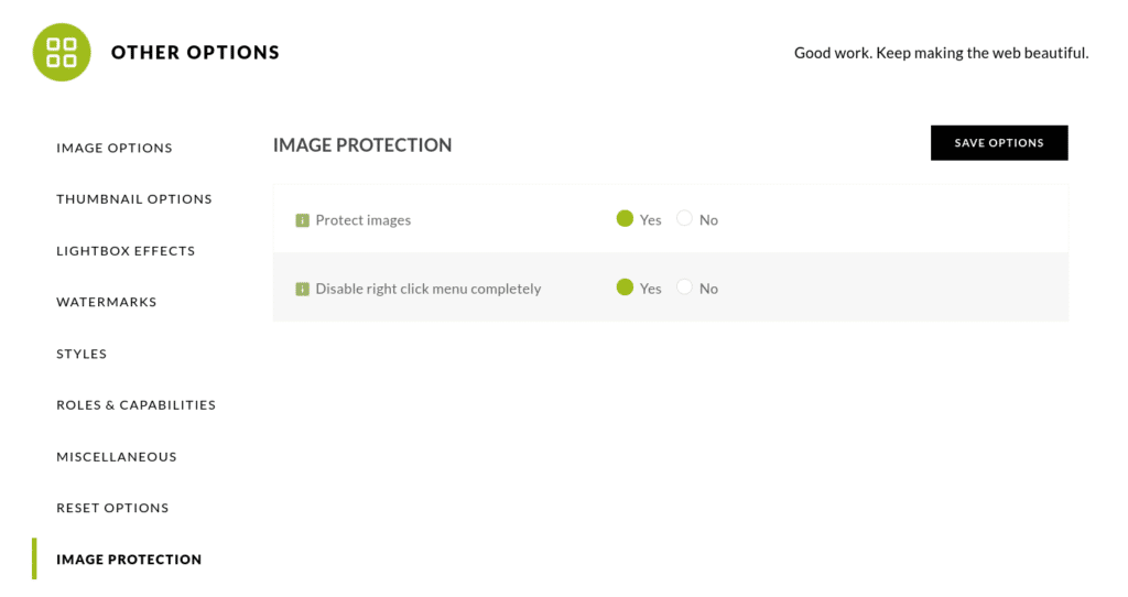 Our NextGEN Pro plugin can help with this. After you install and activate the plugin on your WordPress site, you can enable Image Protection features by going to Gallery > Other Options > Image Protection: 