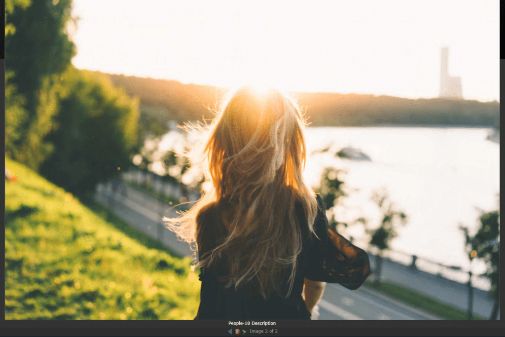 Screenshot of our Shutter Reloadedo Lightbox Effect, and a photo of a girl watching a sunset