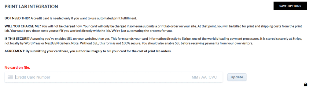 Print Lab integration settings