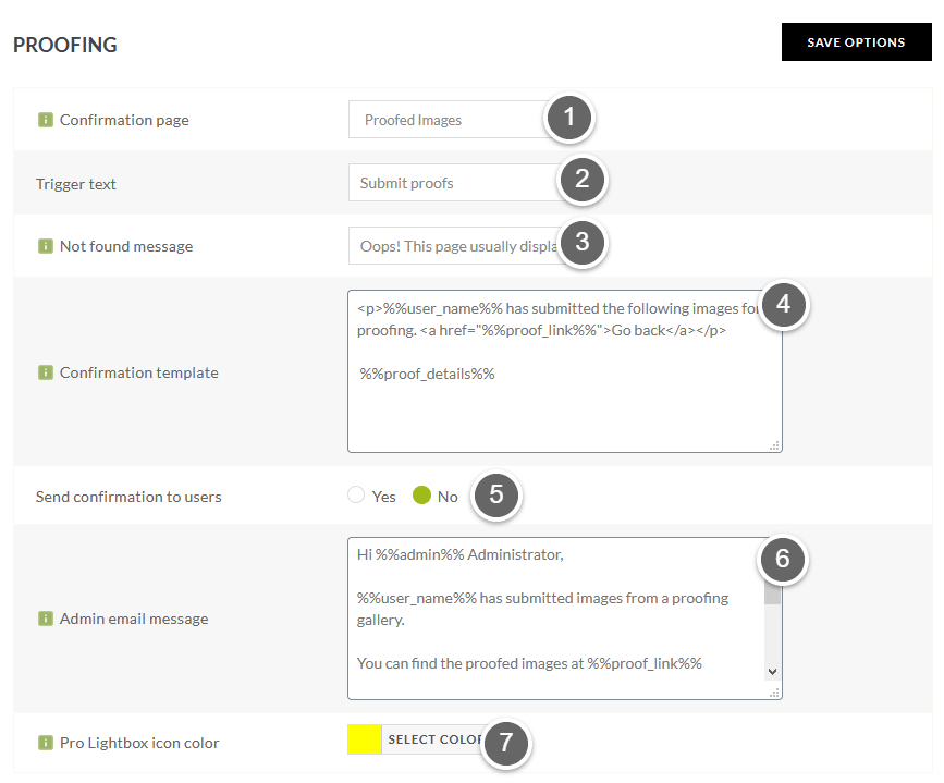 Proofing settings