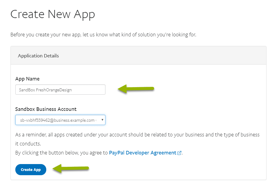 Create new app sandbox example