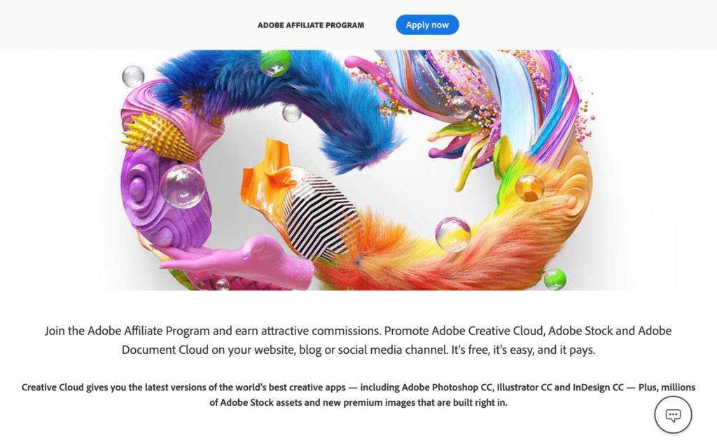 For instance, you could sign up for Adobe's affiliate program to promote Creative Cloud and the company's other software: