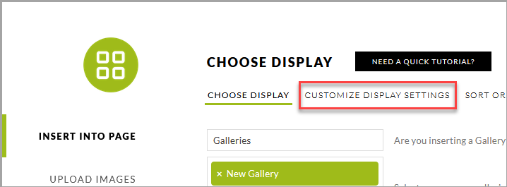 Customize display Settings