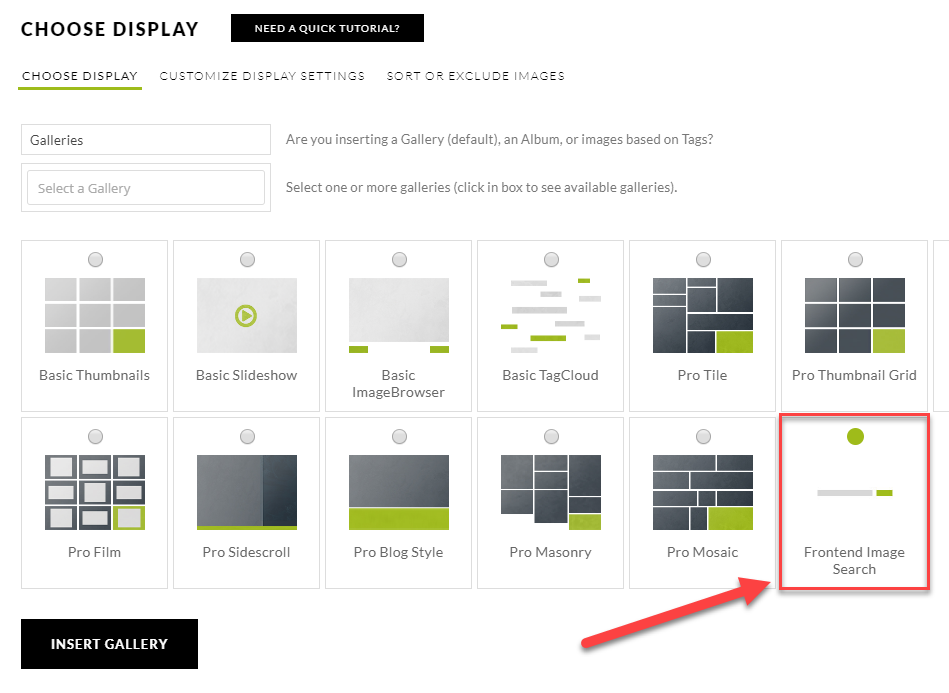 Front End Image Search Gallery Display