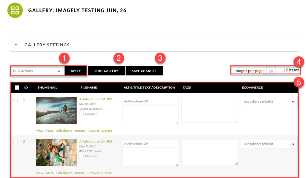 Images display