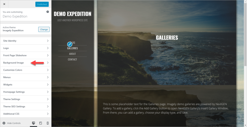 License created from API - Photocrati It shows the link to "background image", that seetting will allow you to change the background image of your theme