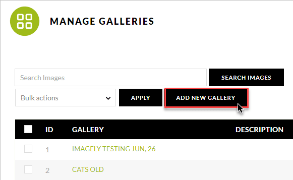 Add new gallery button