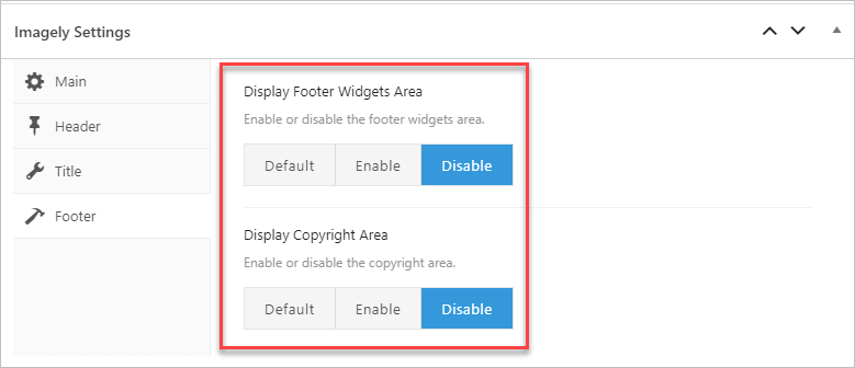 Disable footer area