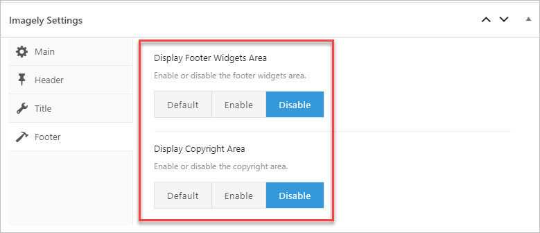 Disable footer area | Imagely Disable footer area