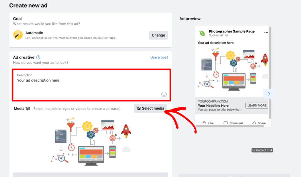 create-new-facebook-ad | Imagely Create new Facebook ad