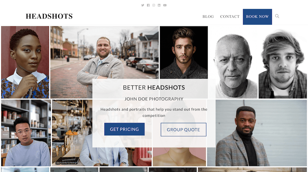 The Headshots demo home page.