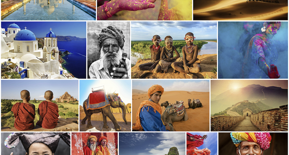 A tiled gallery from NextGEN Pro showing a selection of travel images.