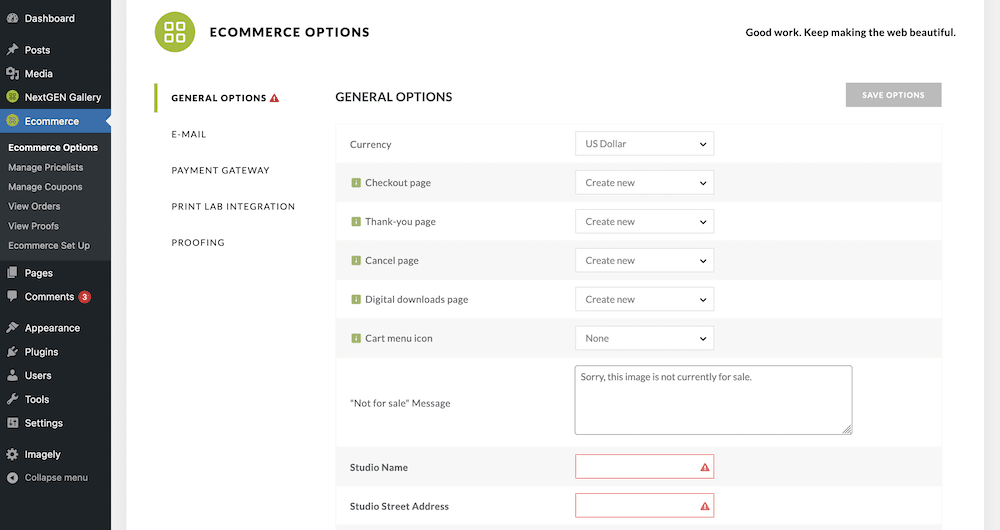 The NextGEN Pro E-commerce Options.