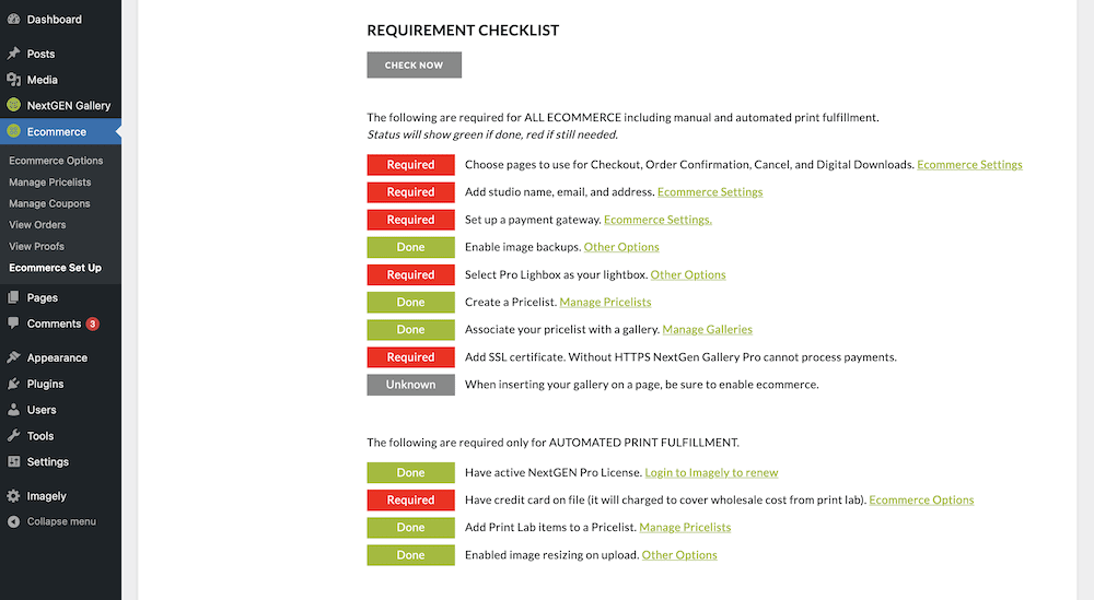 The NextGEN Pro Requirement Checklist.