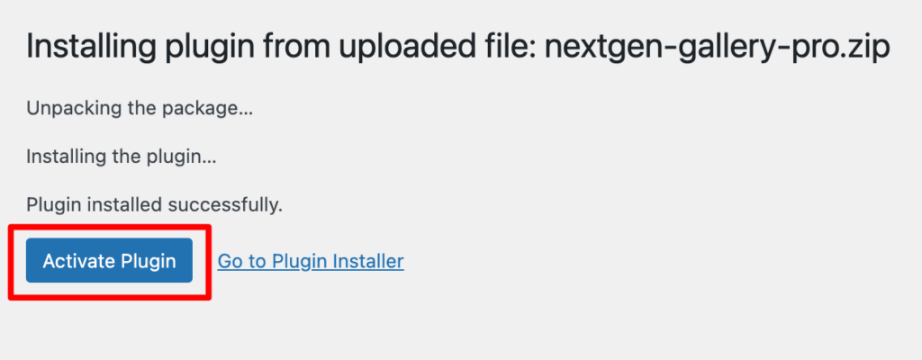 Activate NextGEN Gallery Pro plugin