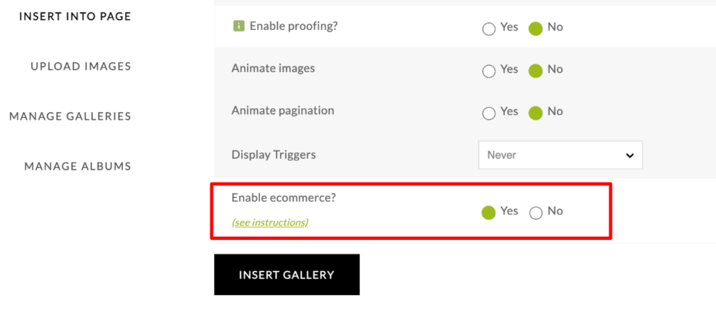 Customize display settings - Enable eCommerce