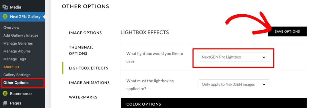 Other Options - Lightbox Effects - Select Pro Lightbox