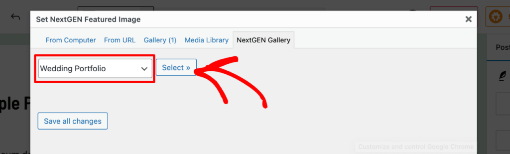 nextgen-featured-image-select-gallery 1 1 | Imagely Select gallery in NextGEN featured image popup modal