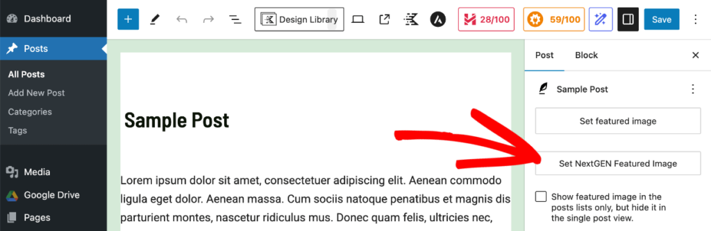 wp-editor-set-nextgen-featured-image 1 1 | Imagely Set NextGEN featured image in WordPress editor
